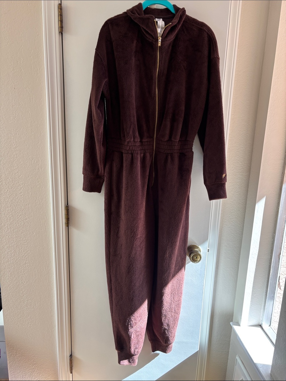 Fabletics Hooded Fleece Jumpsuit - Deep Brown